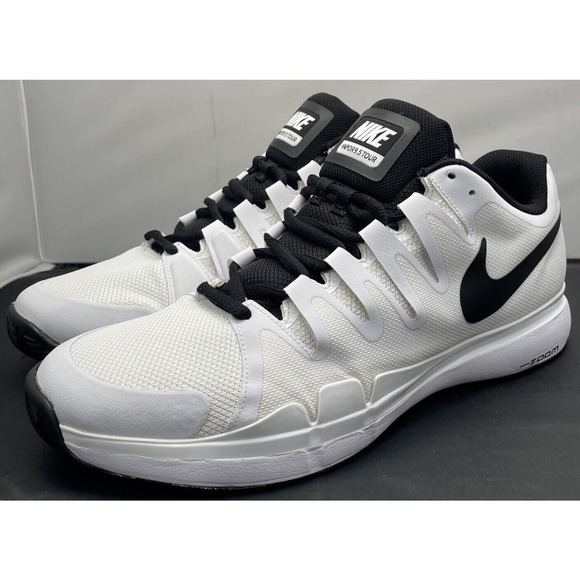 Nike Zoom Vapor 9.5 Tour White Black Federer Rafa Tennis 631458 Mens Size 14